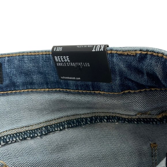 KUT from the Kloth Jeans Women's Sz 0 Reese Ankle Blue Straight Leg Frayed Hem - Picture 6 of 11
